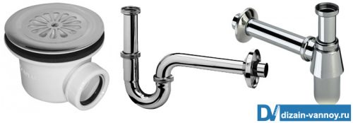 Сифон для ванны - автомат и полуавтомат с переливом (фото устройства, виды)